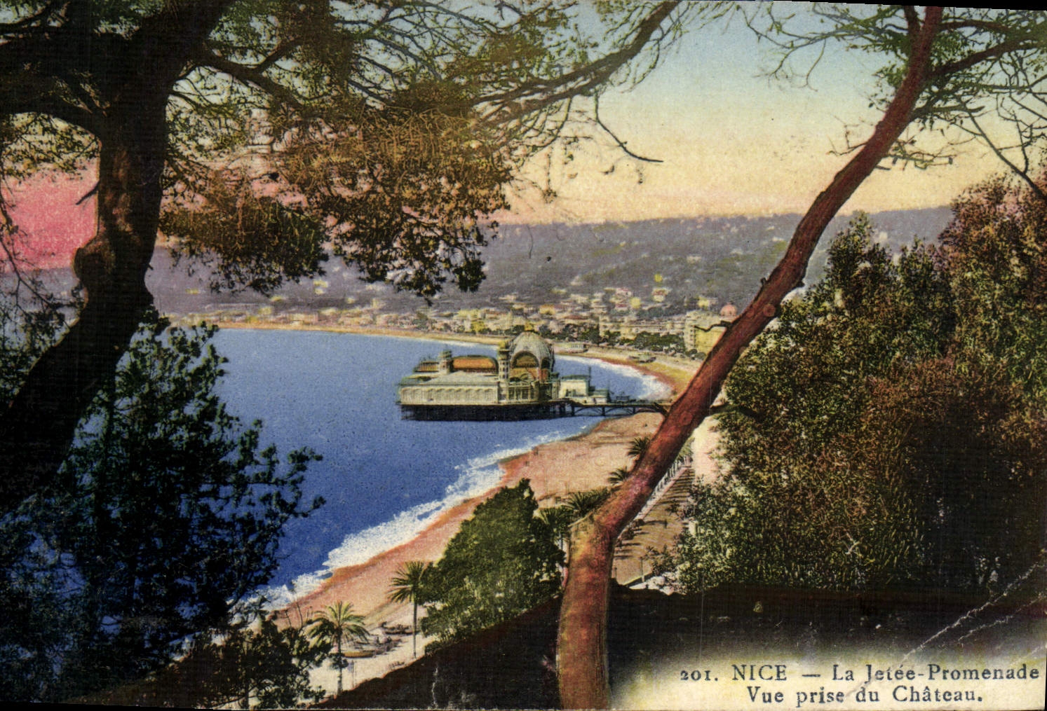 VINTAGE POSTCARD Nice the Pier Walk Seen from of the Castle
