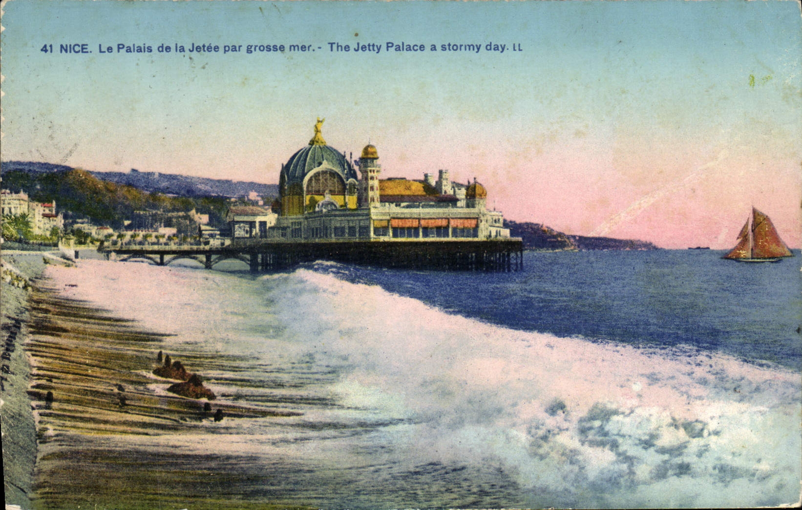 CPA Nice La Palais de la jetee Par Grosse Mer