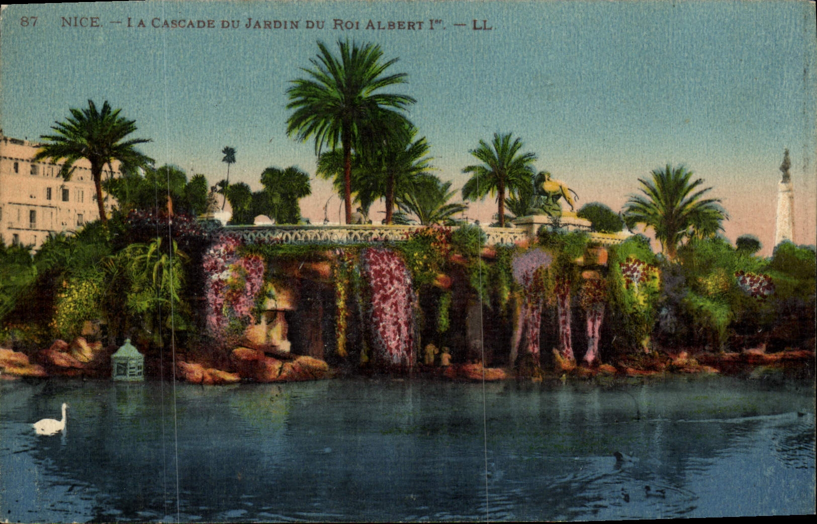 VINTAGE POSTCARD Nice the Cascade Of the Garden Of King Albert 1st