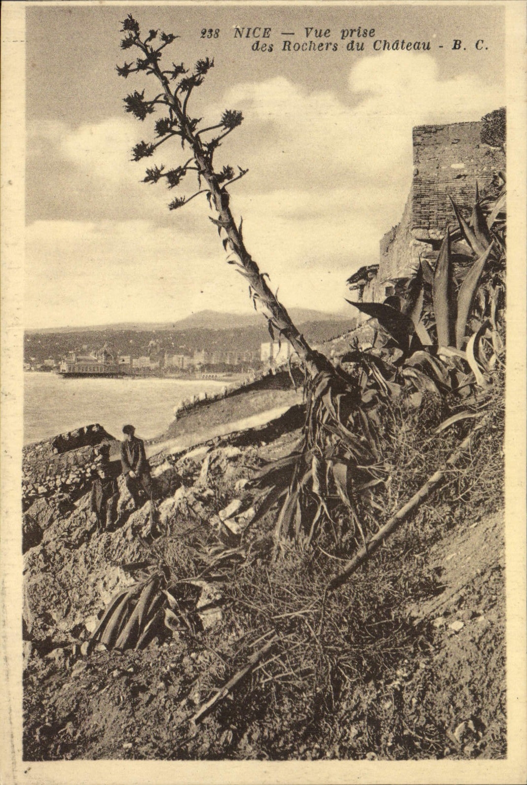 POSTAL de la VENDIMIA Niza vista de las rocas del castillo