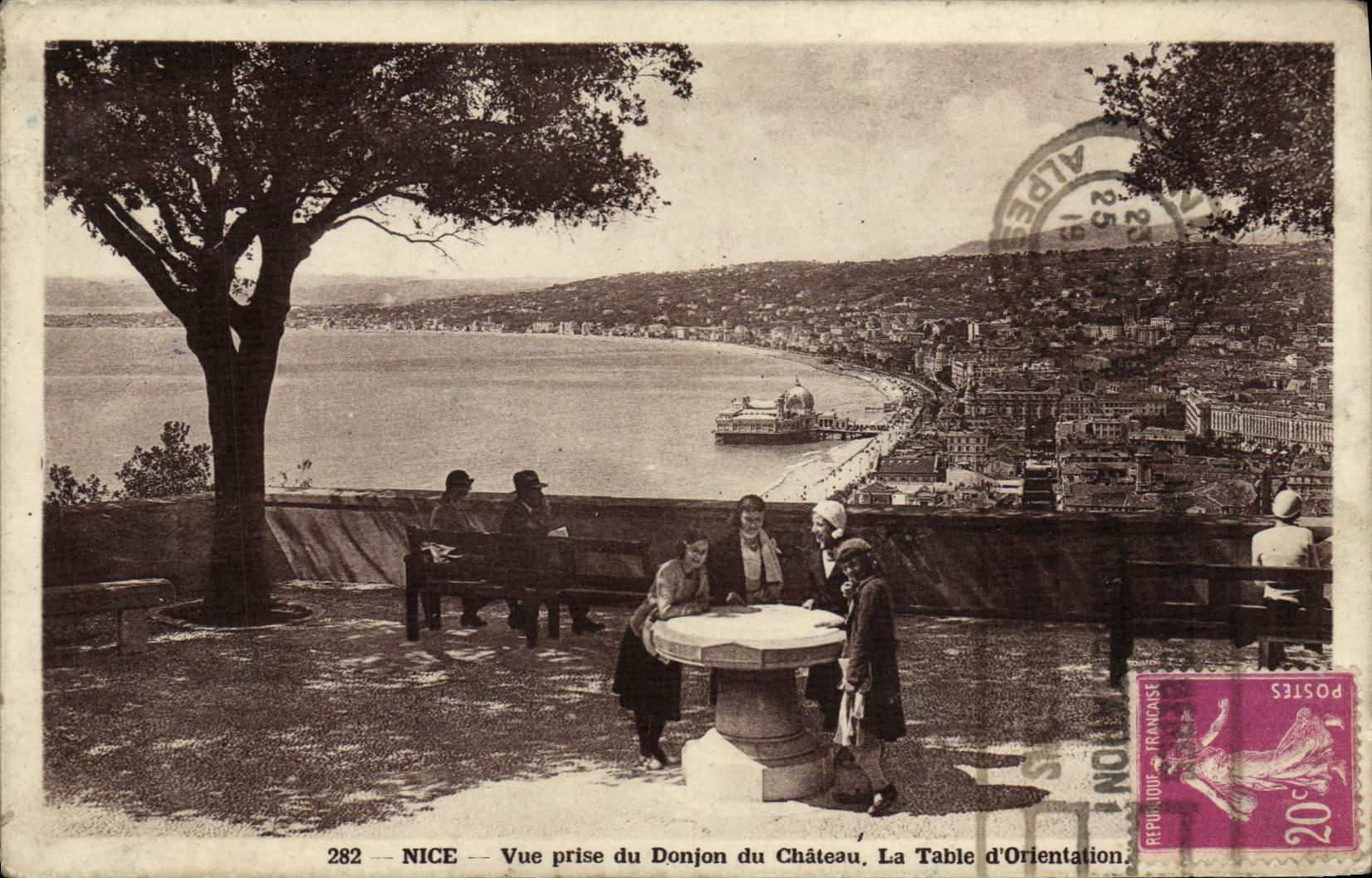 POSTAL de la VENDIMIA Niza vista de la subsistencia del castillo la tabla de Orentation