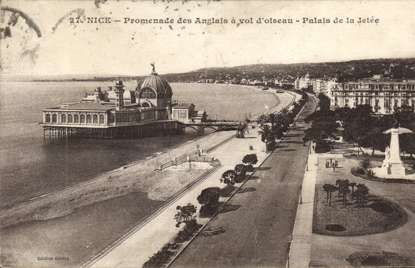 VINTAGE POSTCARD Nice Walk of the English as the crow flies Palate of the Pier