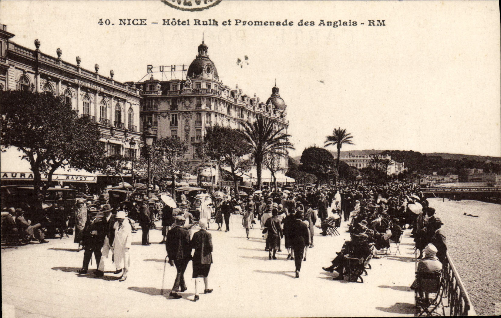VINTAGE POSTCARD Nice Rulh Hotel and Promenade of the English