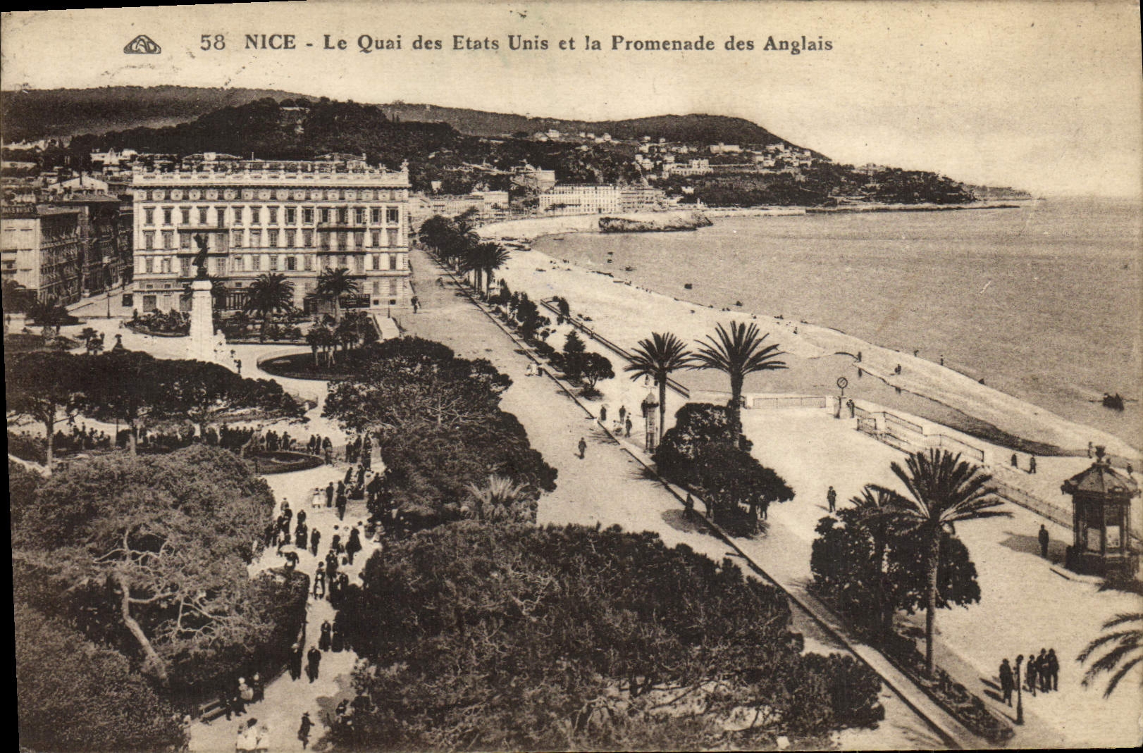 VINTAGE POSTCARD Nice the Quay of the United States and Promeande of the English