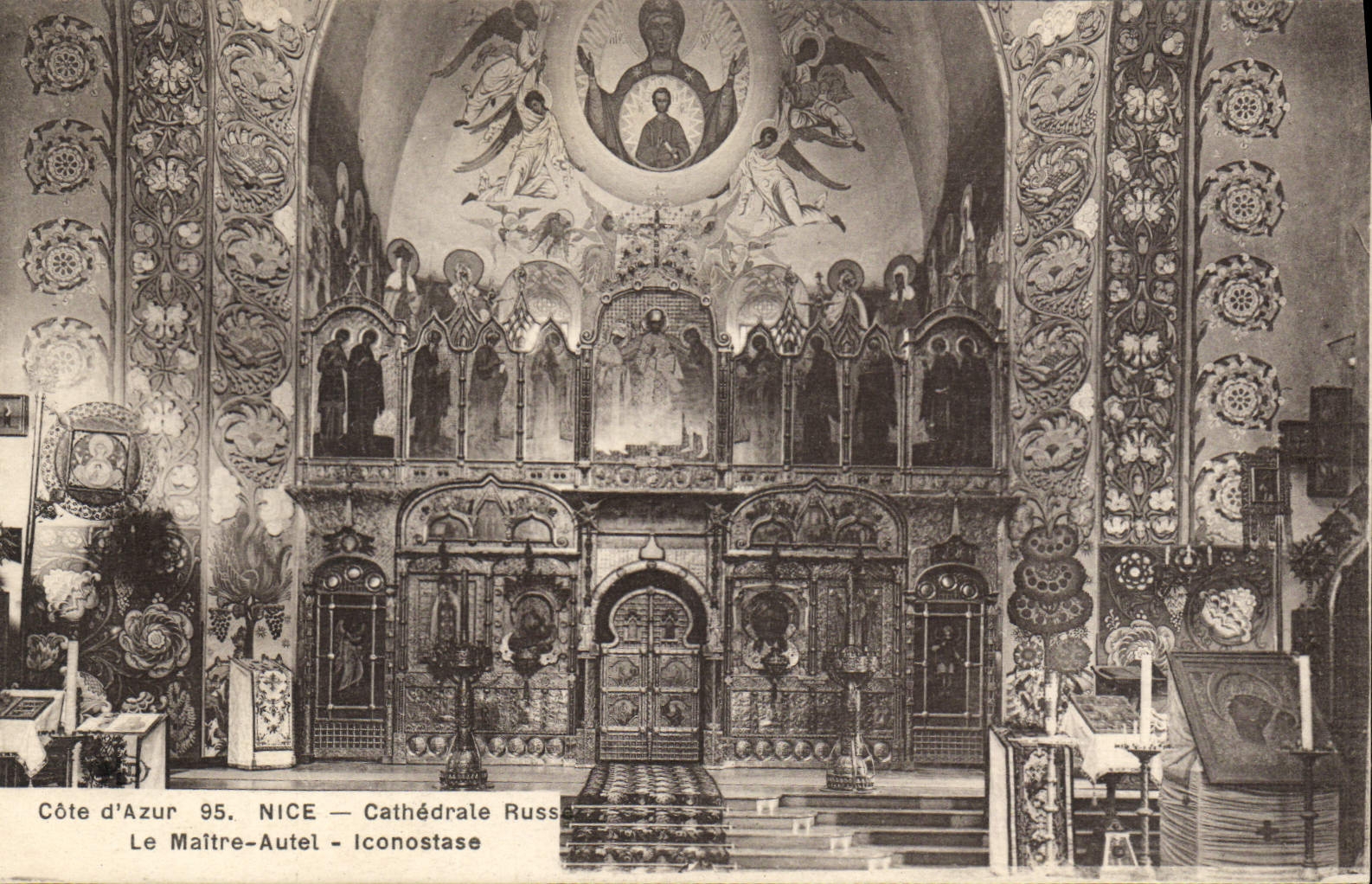 Catedral rusa de la POSTAL de la VENDIMIA Niza el lconostase principal Rusia Rusia del puente del horno
