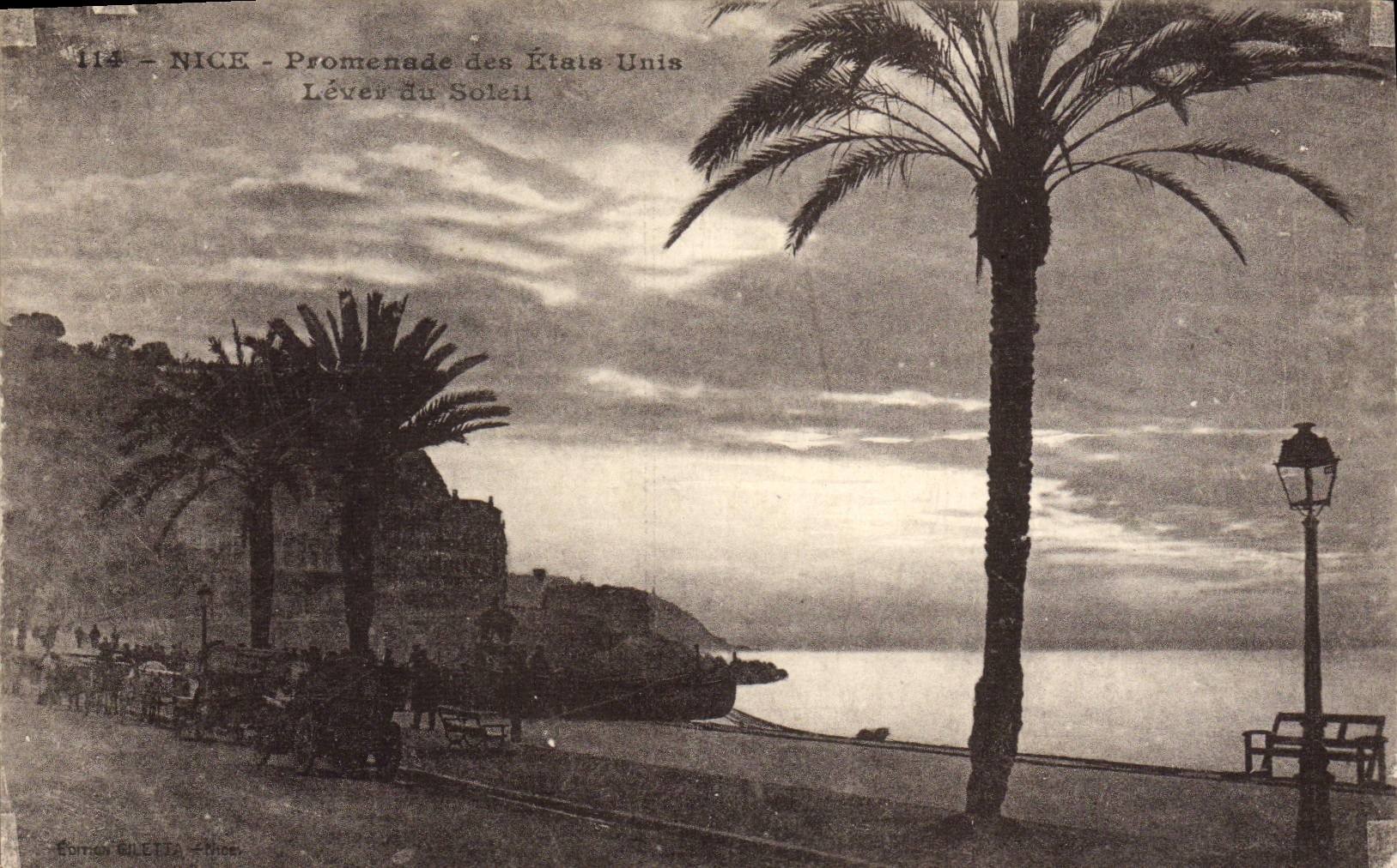 VINTAGE POSTCARD Nice Walk of the Plain Stays rising of the sun