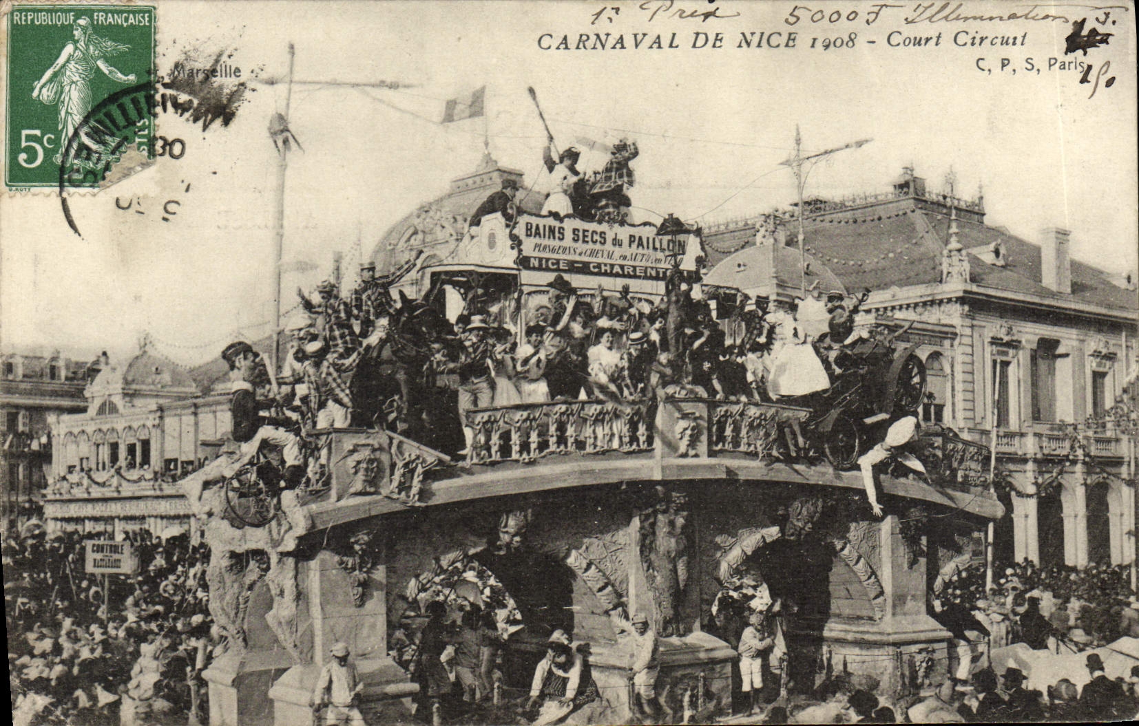 Carnaval de la POSTAL de la VENDIMIA Niza del cortocircuito 1908
