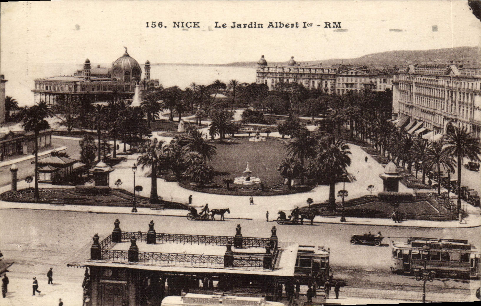 VINTAGE POSTCARD Nice the Garden Albert 1st Tram