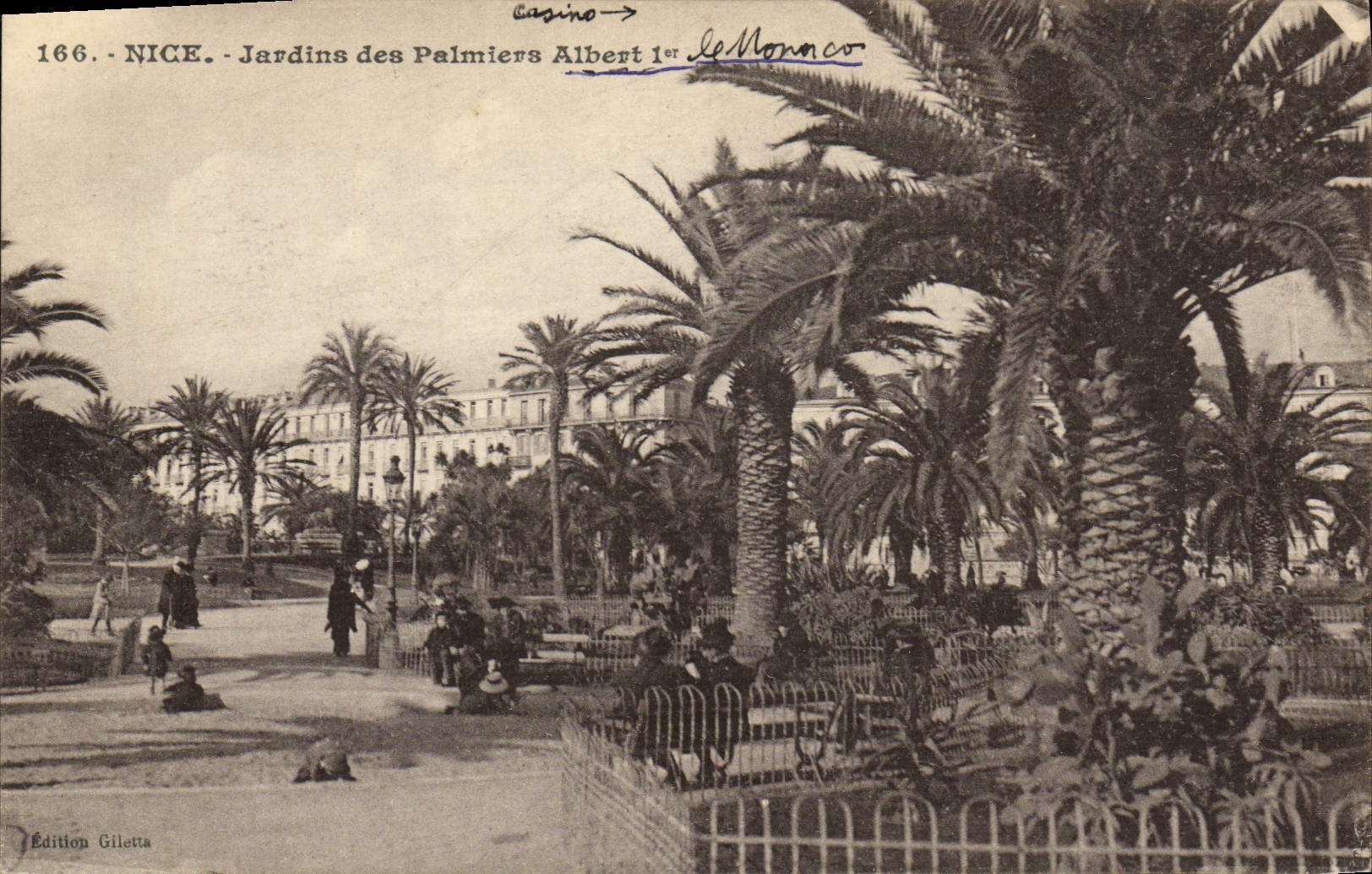 VINTAGE POSTCARD Nice Gardens of the Palm trees Albert 1st