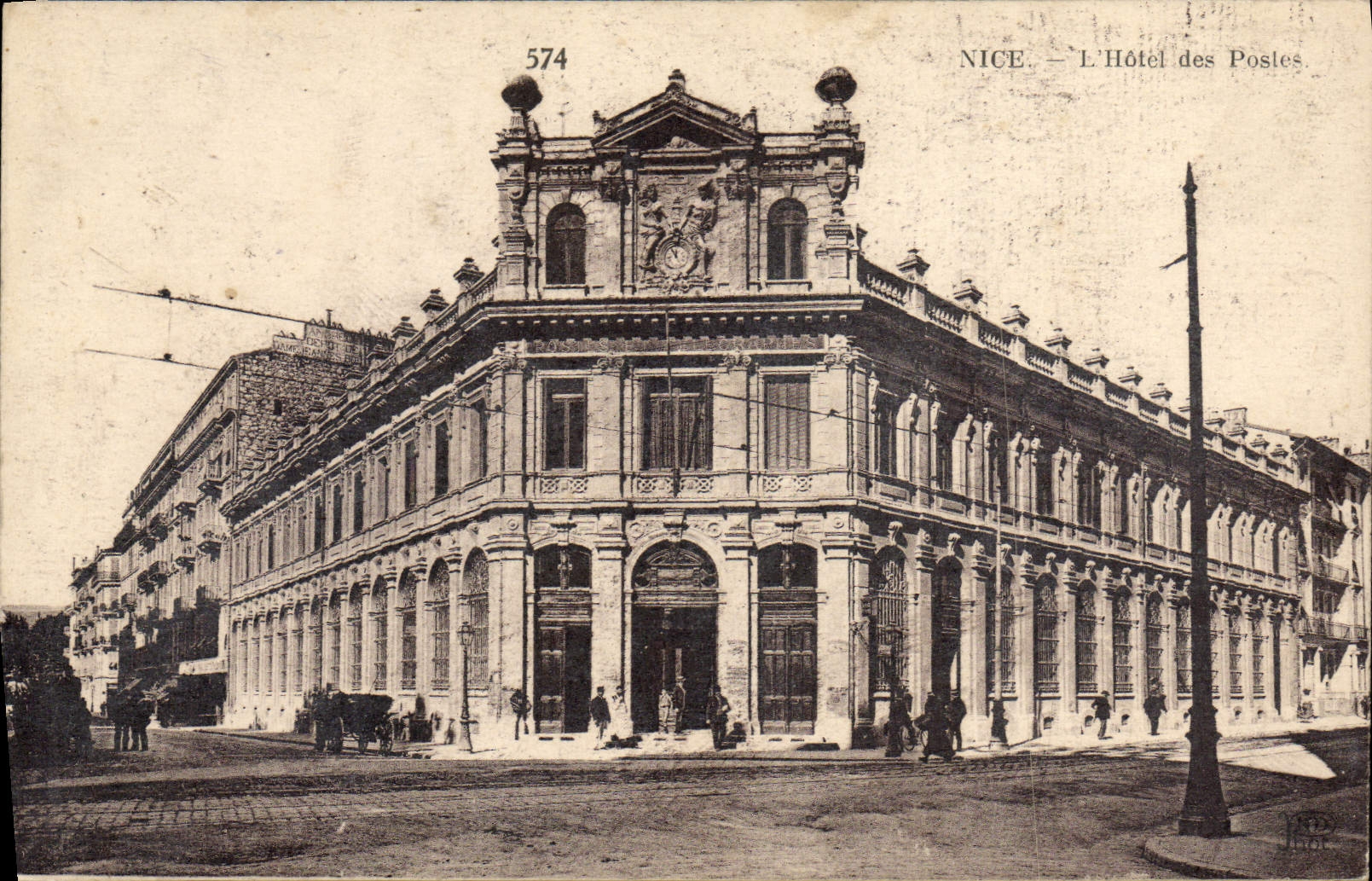 POSTAL de la VENDIMIA Niza el edificio de la oficina de correos