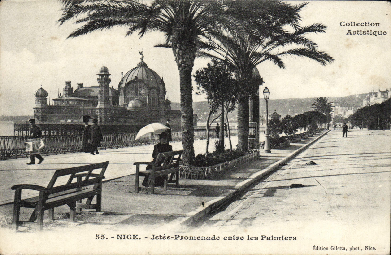 CPA Nice Jetee Promenade entre les Palmiers