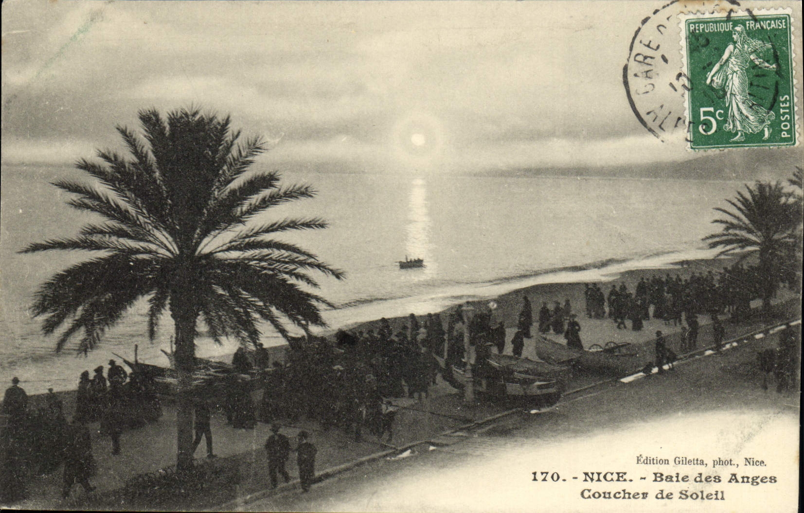 CPA Nice Baie des Anges Coucher de Soleil
