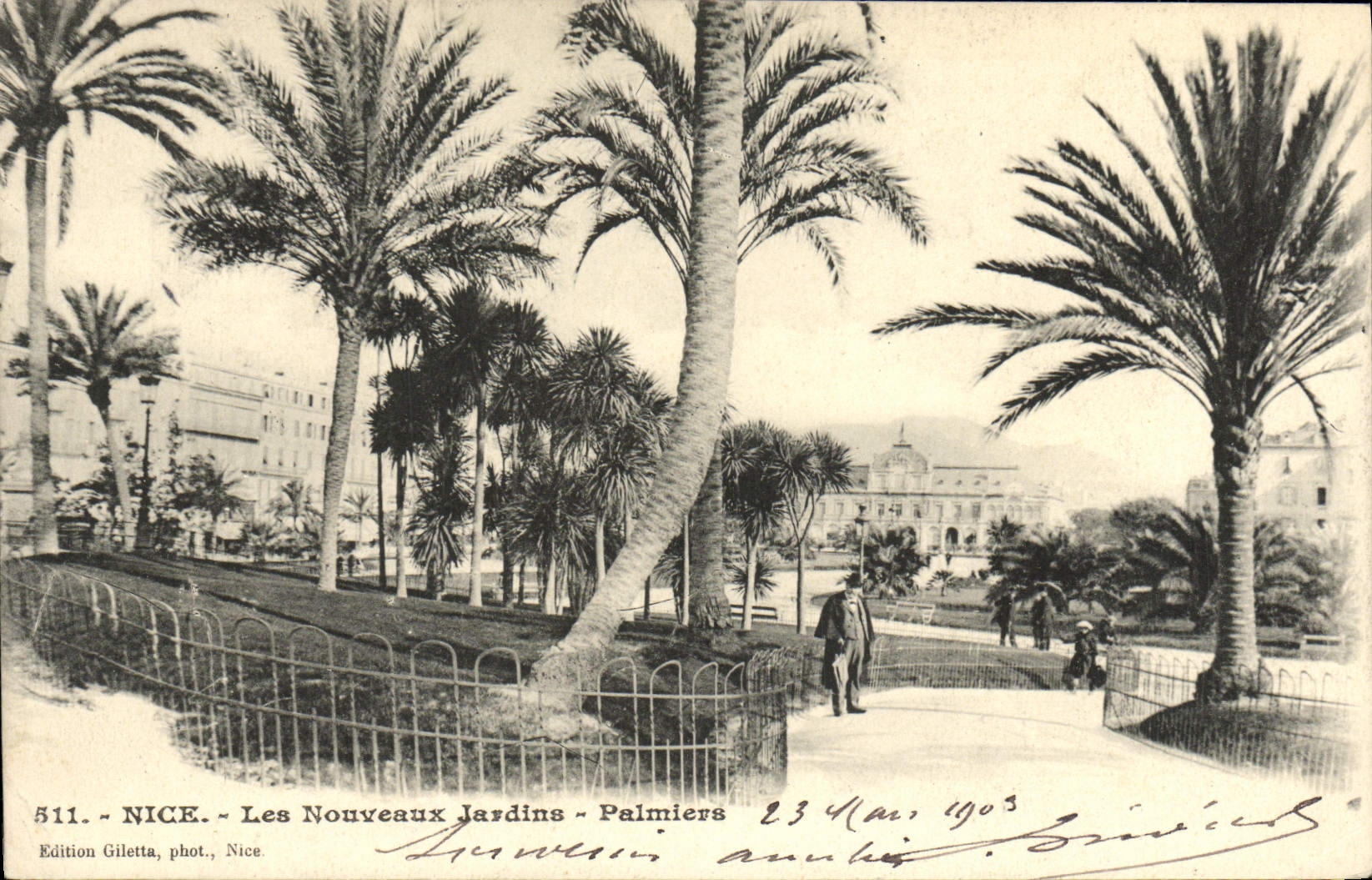 VINTAGE POSTCARD Nice Nouveuax Gardens Palm trees