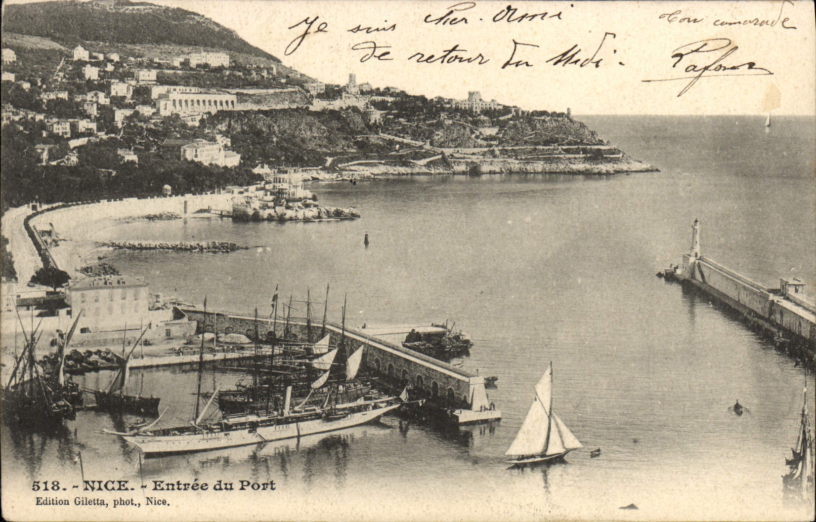 Niza entrada POSTAL de la VENDIMIA de los barcos portuarios