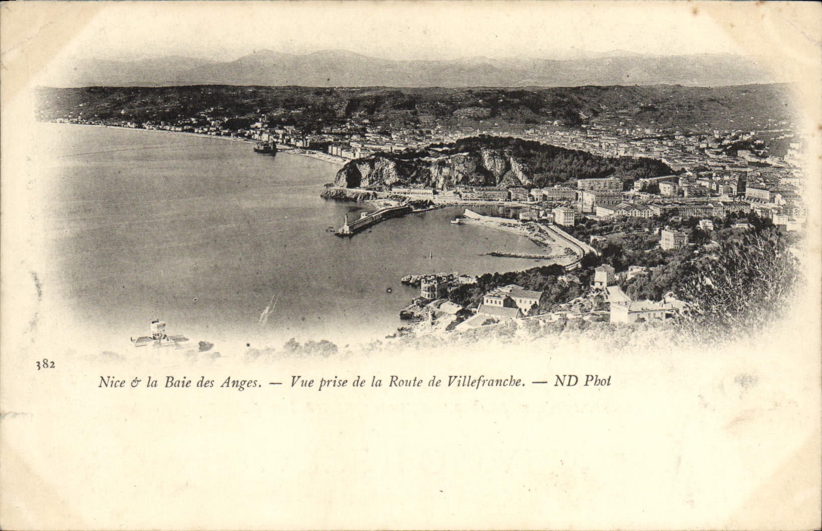 POSTAL de la VENDIMIA Niza la bahía de los ángeles vista del camino de Villefranche