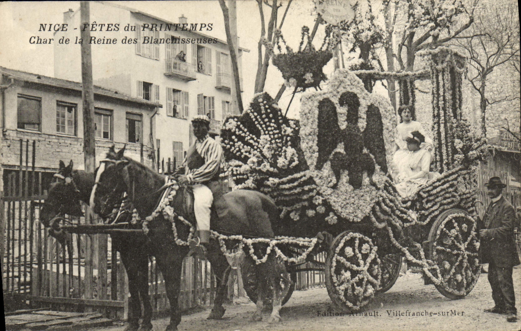 CPA Nice Fetes du Printemps Char de la reine des Blanchisseuses TOP Chevaux Cheval