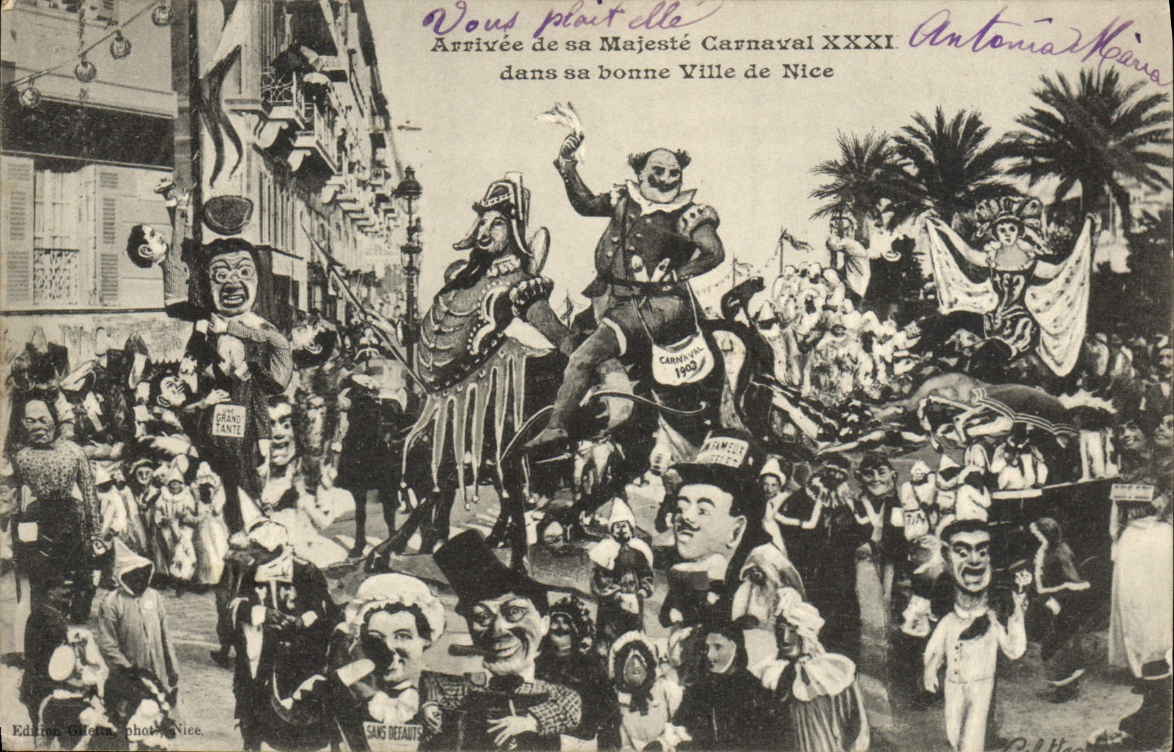CPA Arrivee de sa Majeste Carnaval XXXl dans sa bonne Ville de Nice