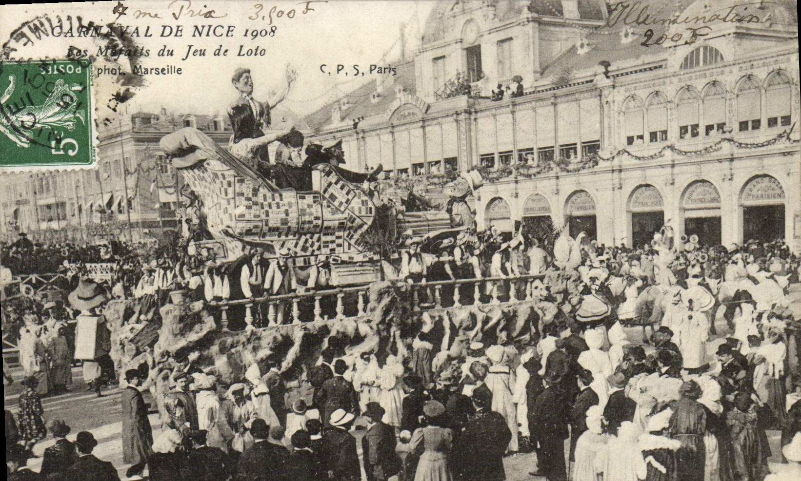 CPA Carnaval de Nice Les mefaits du jeu de Loto Loterie 1908