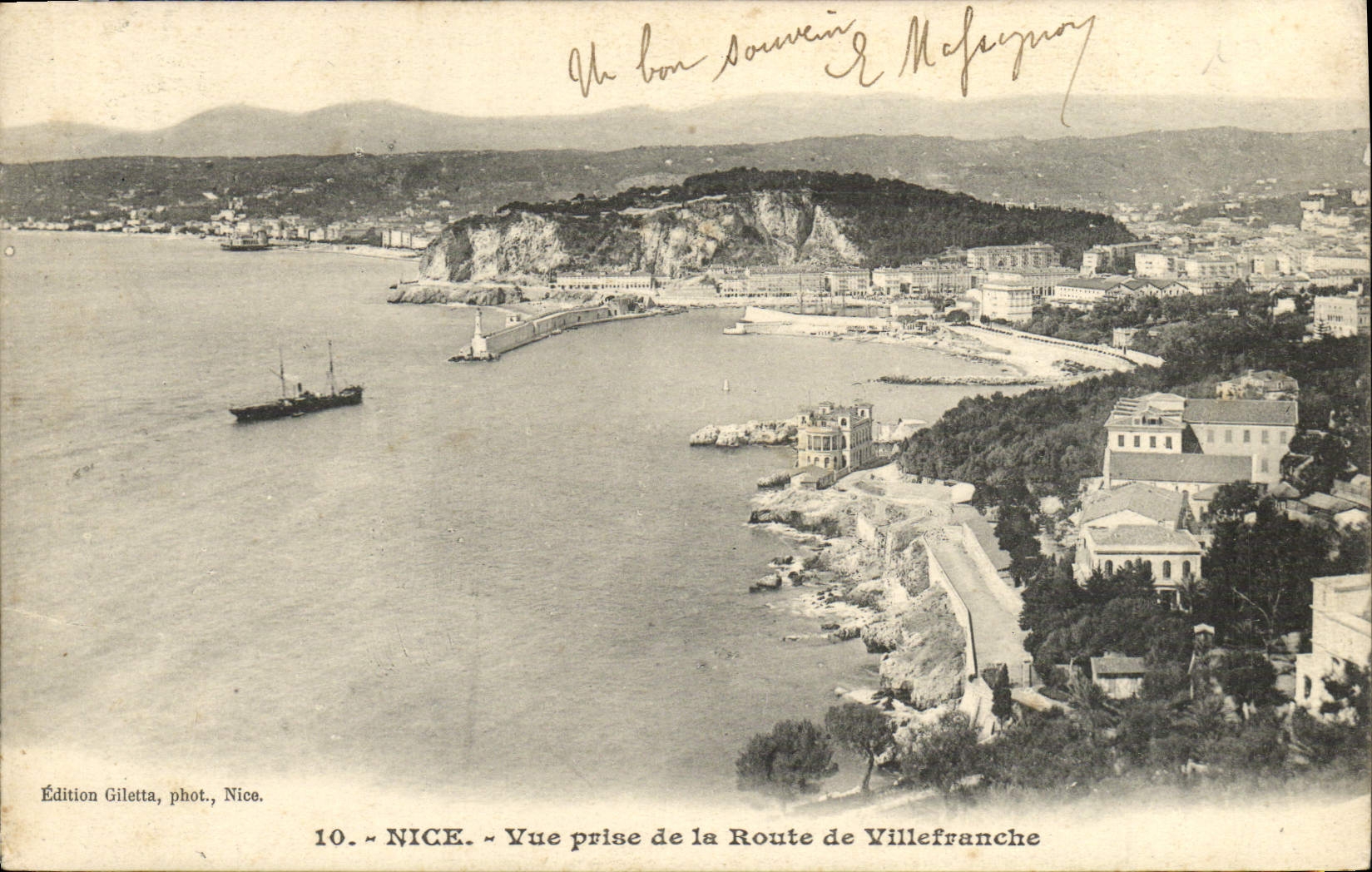 POSTAL de la VENDIMIA Niza vista del camino de Villefranche