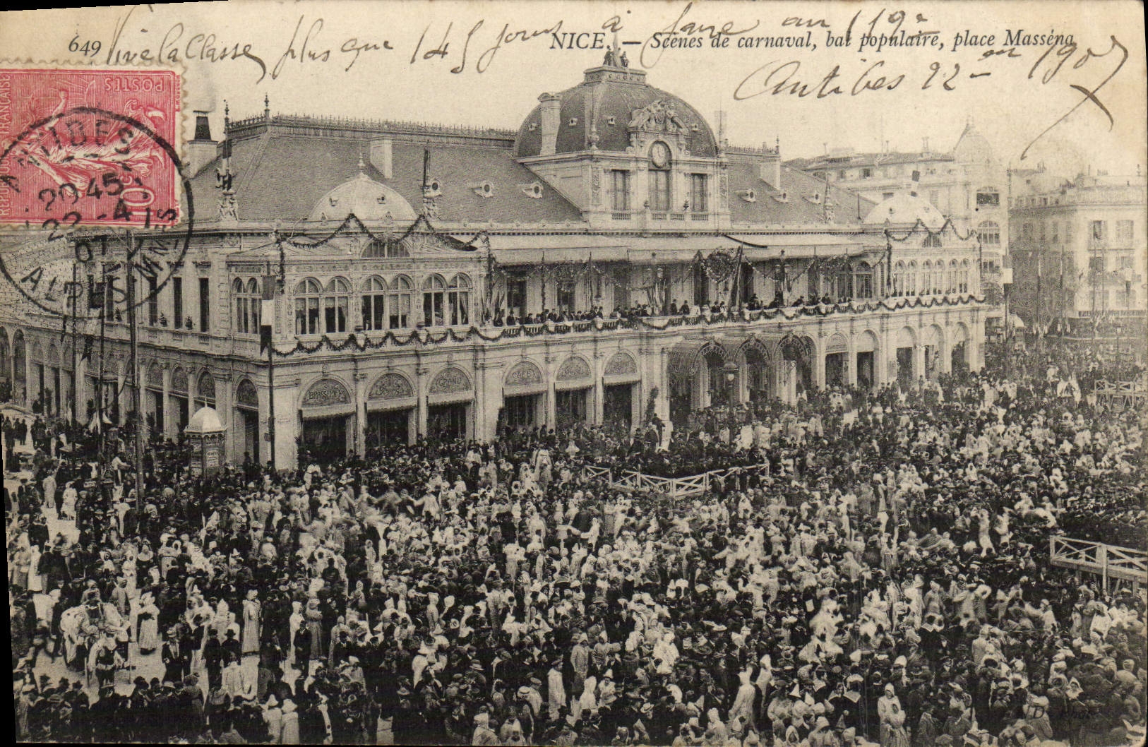 VINTAGE POSTCARD Nice Scenes of popular Carnival bar places Massena