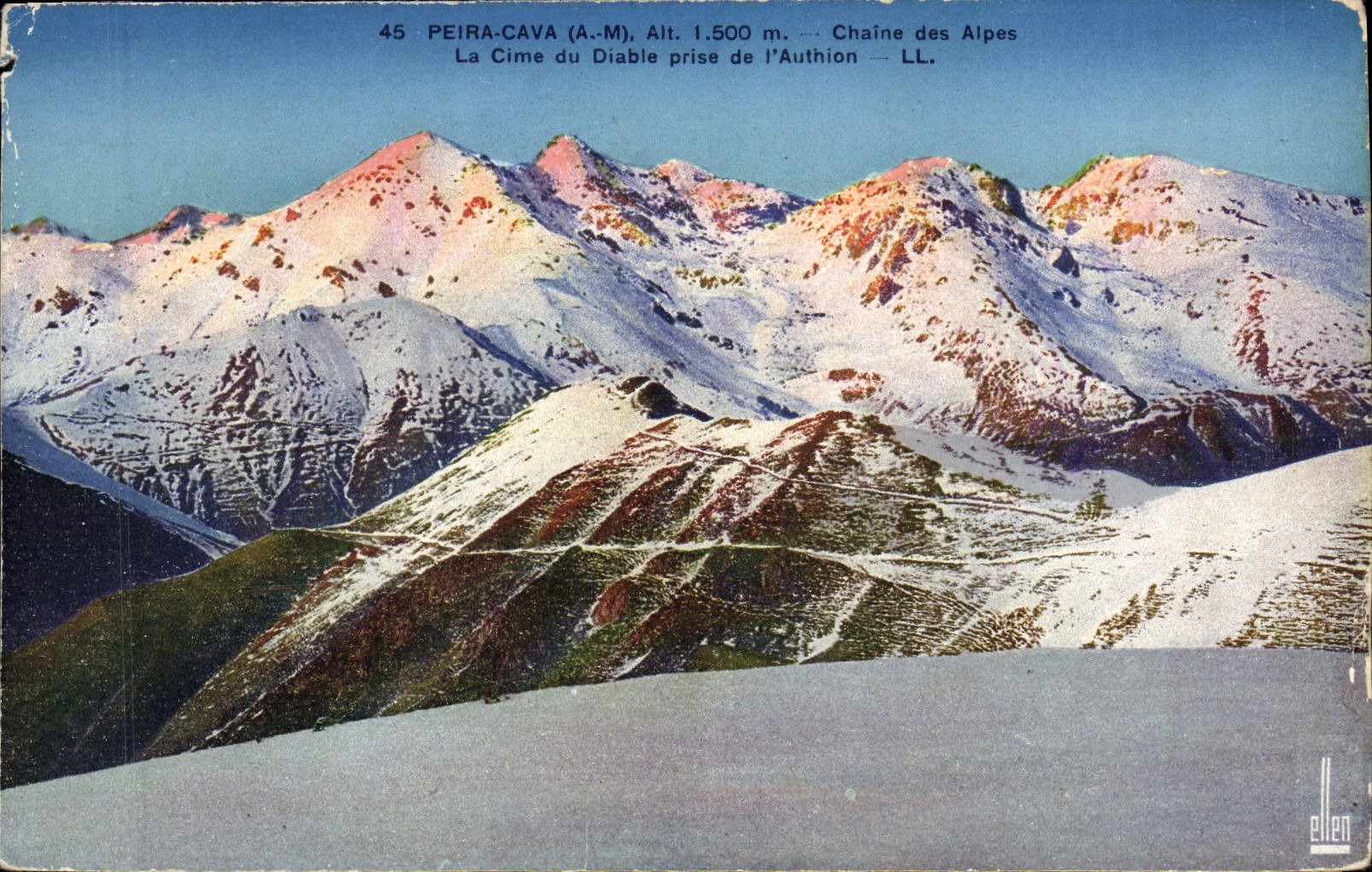 CPA Peira Cava Chaine des Alpes La cime du diable prise de l'Authion