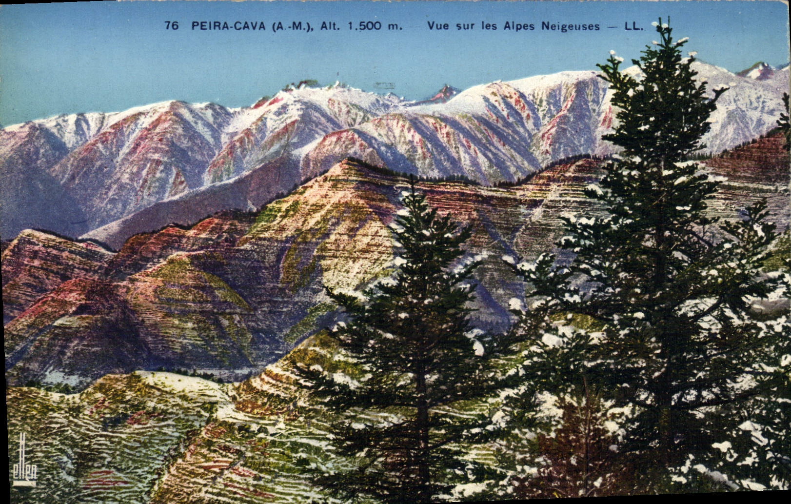 CPA Peira Cava Vue sur les Alpes neigeuses
