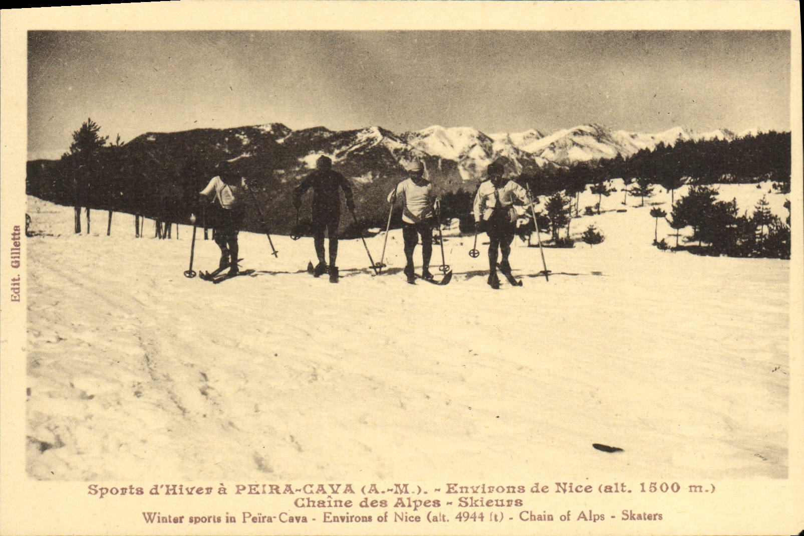 CPA Sports d'Hiver a Peira Cava Environs de Nice Chaine des Alpes Skieurs