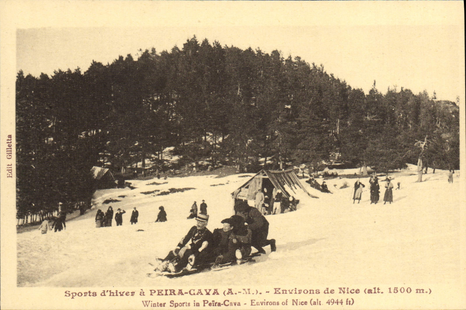 Los deportes de invierno de la POSTAL de la VENDIMIA Peira minaron alrededores Niza de los deportes de invierno de Luge