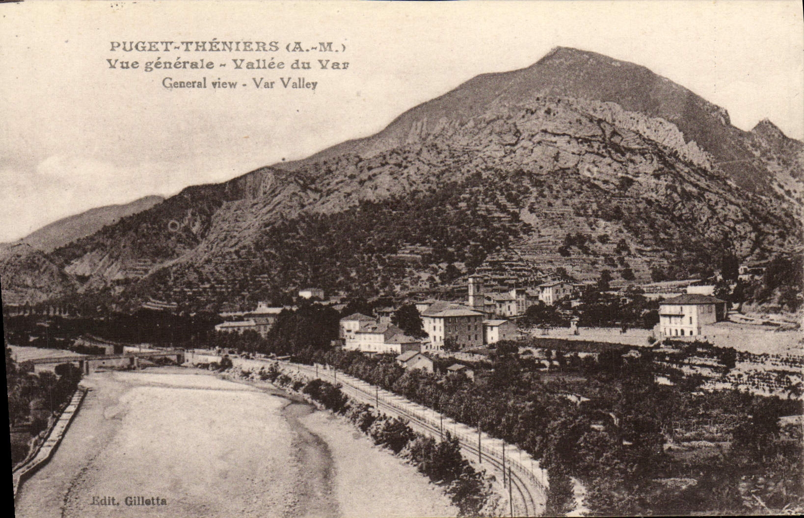 CPA Puget Theniers Vue generale Valle du Var