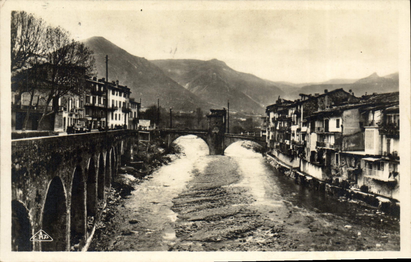 POSTAL Sospel de la VENDIMIA los montajes viejos del puente y del italiano