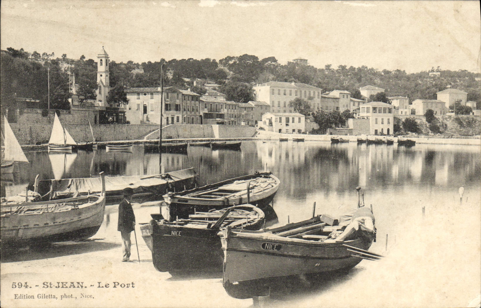 VINTAGE POSTCARD St Jean Cape Ferrat the port Boat