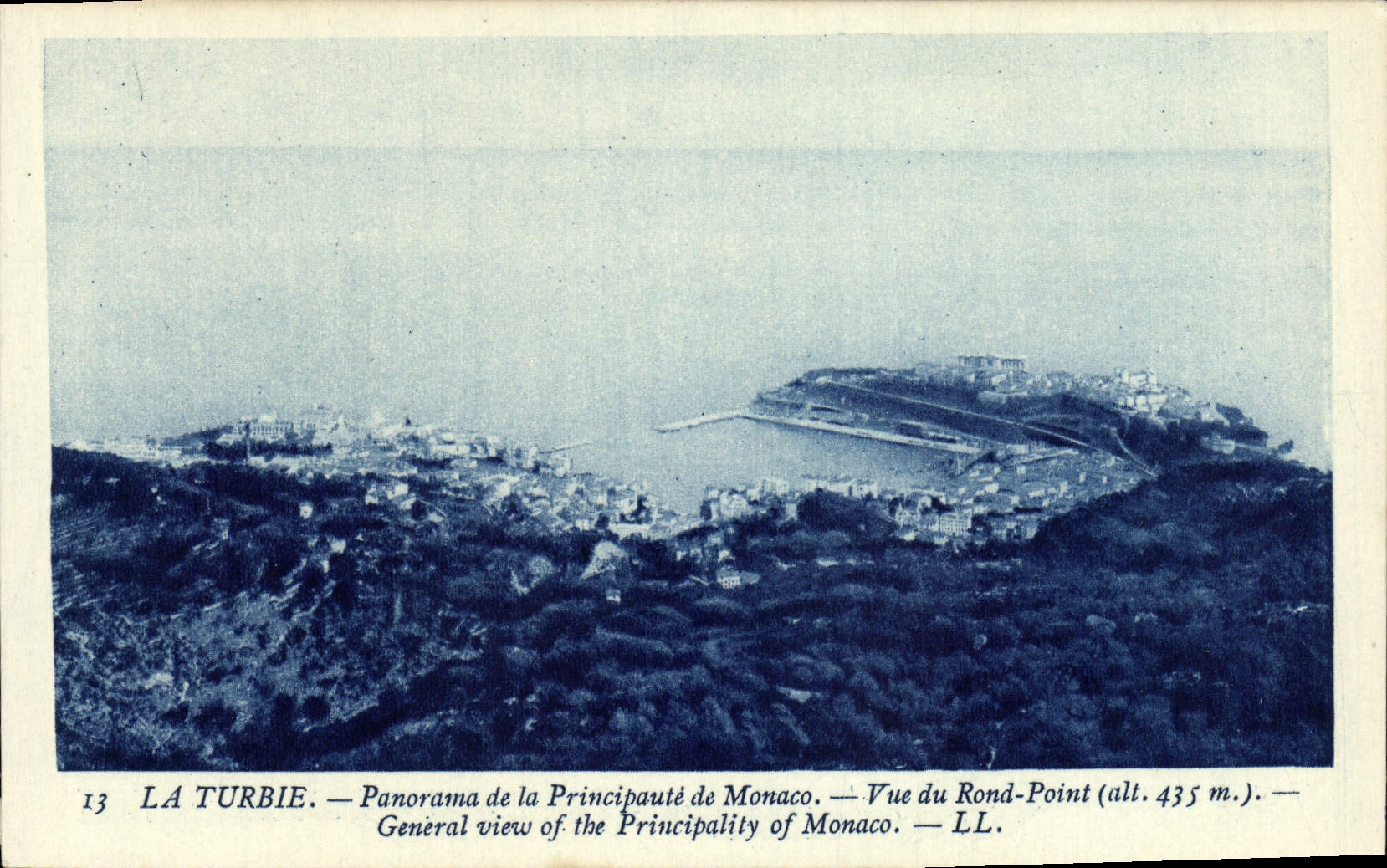 VINTAGE POSTCARD La Turbie Panorama of the Principality of Monaco Seen of the Round not
