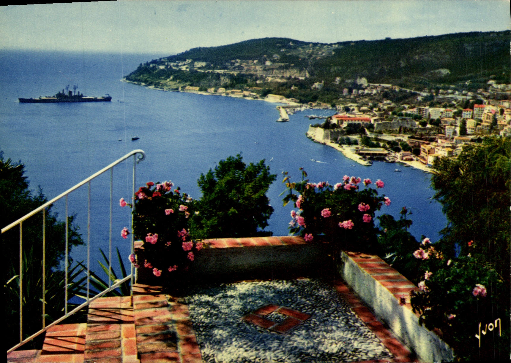 MODERN CARD Villefranche On Sea the Roads Boat