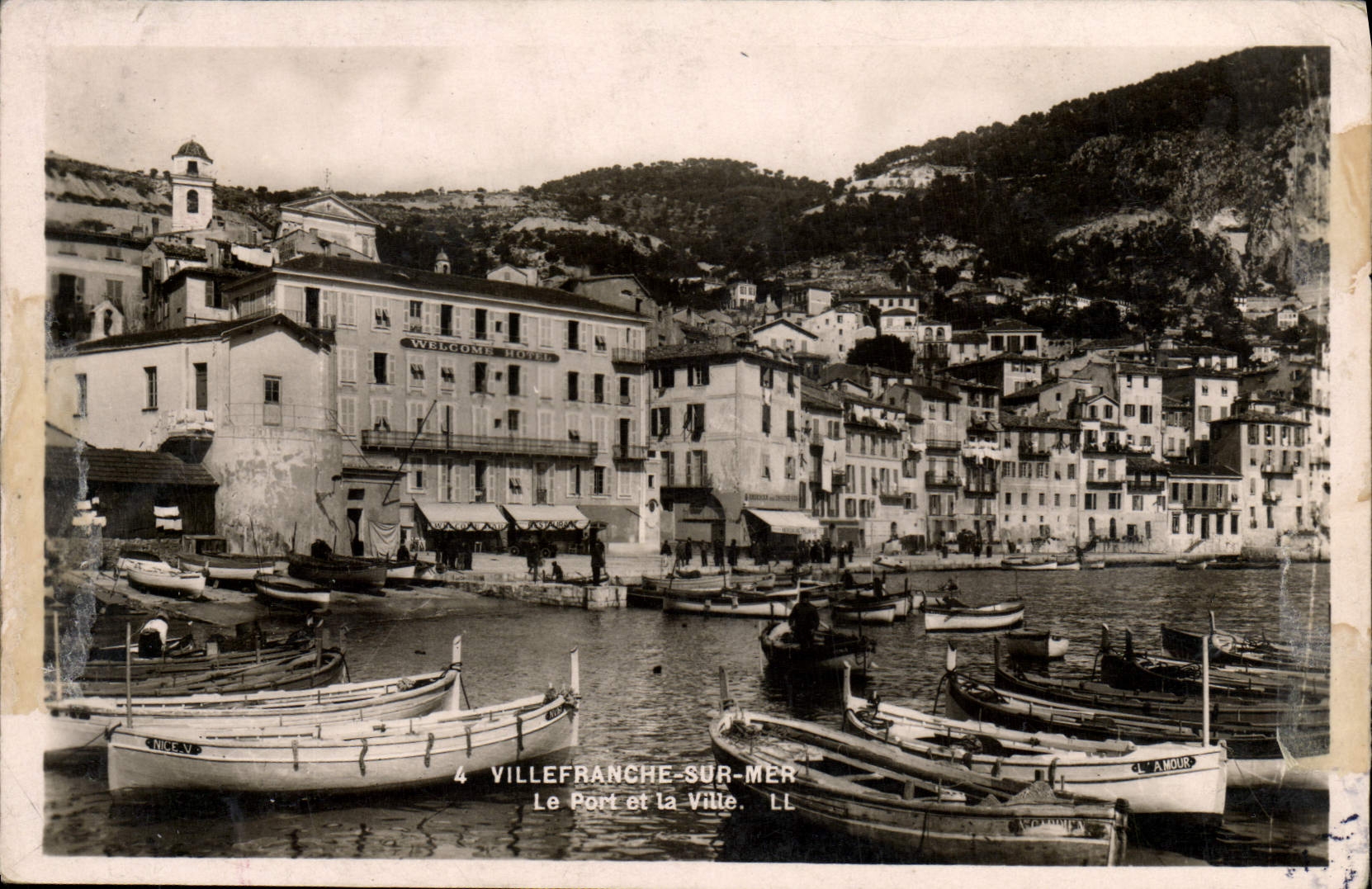 VINTAGE POSTCARD Villefranche On Sea the Port and the Boats City