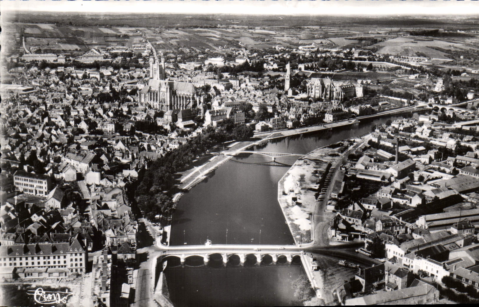 MODERN CARD Auxerre Yonne and the Bridge Paul Bert