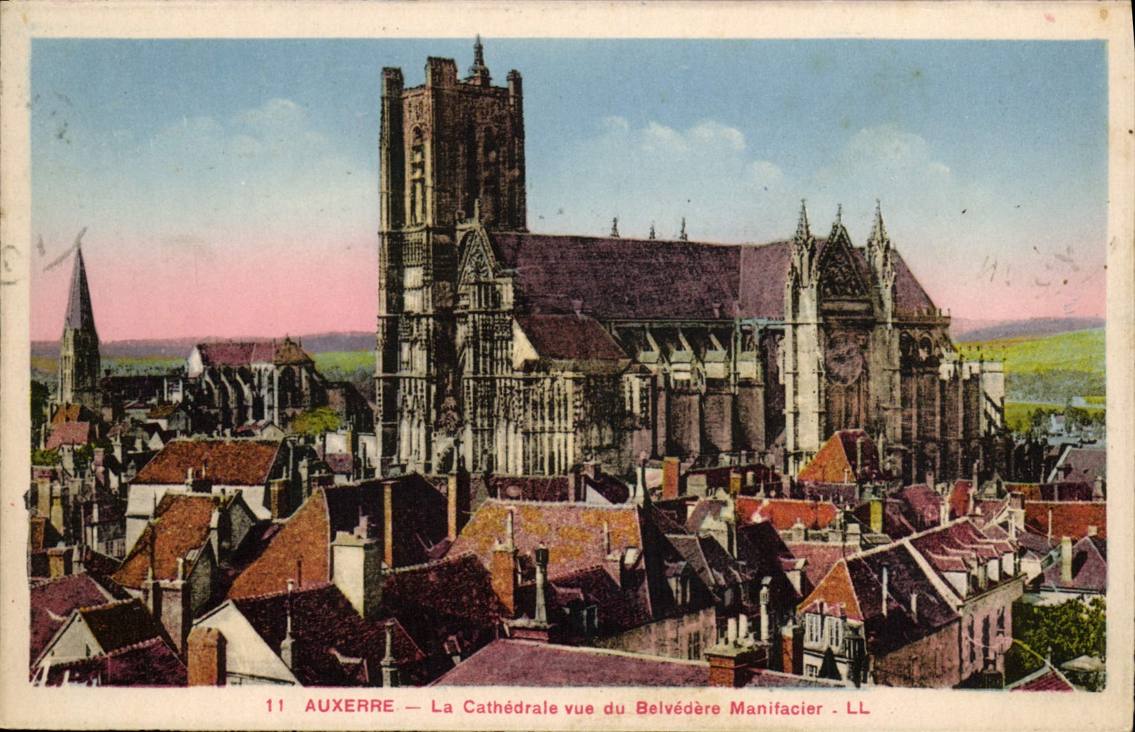 VINTAGE POSTCARD Auxerre the Cathedral Seen Of the Manifacier View-point
