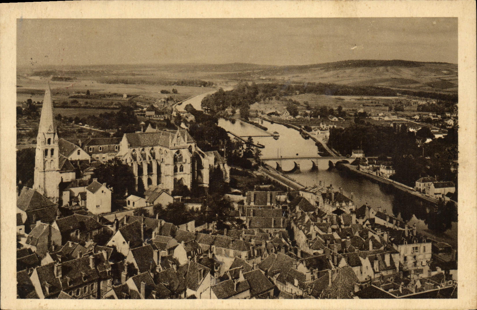 VINTAGE POSTCARD Auxerre Panoramic View