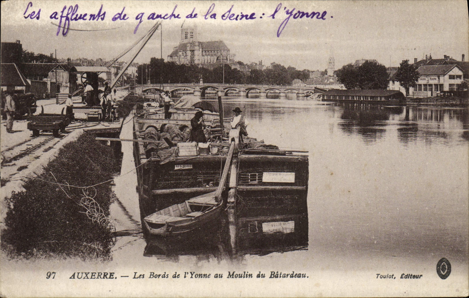 VINTAGE POSTCARD Auxerre Edges of Yonne To the Mill of Coffer dam