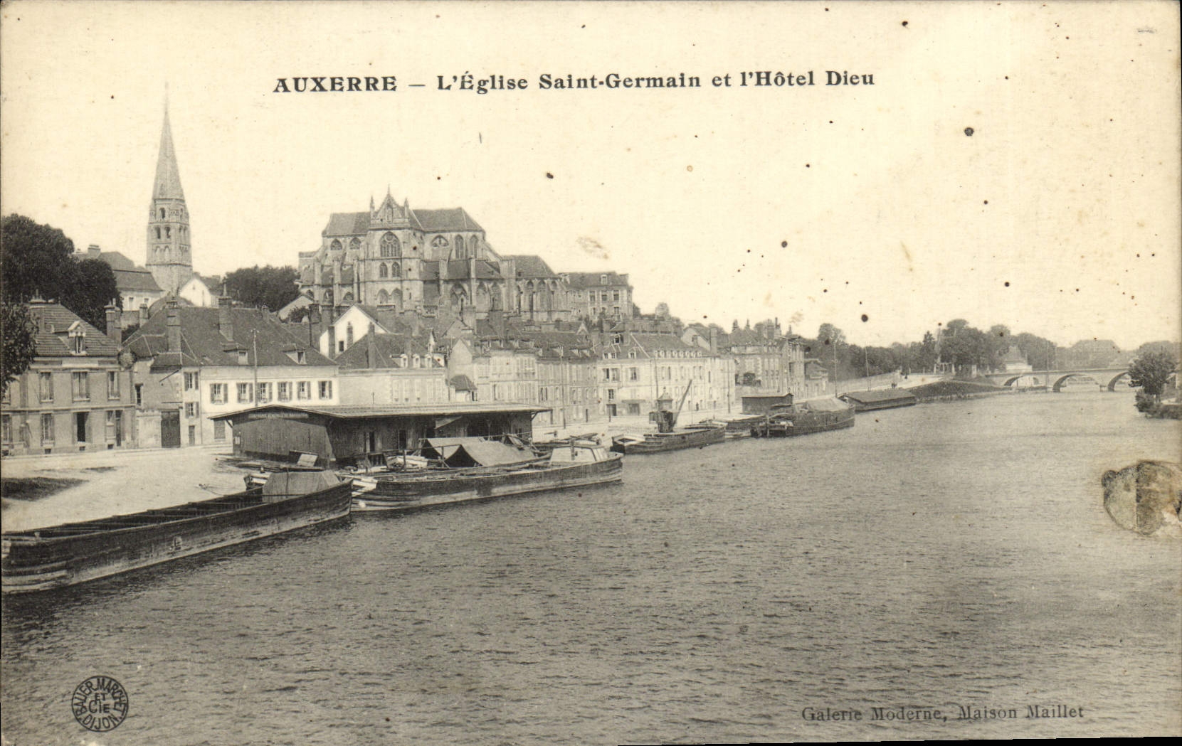 VINTAGE POSTCARD Auxerre the Church Saint Germain and the Hotel God