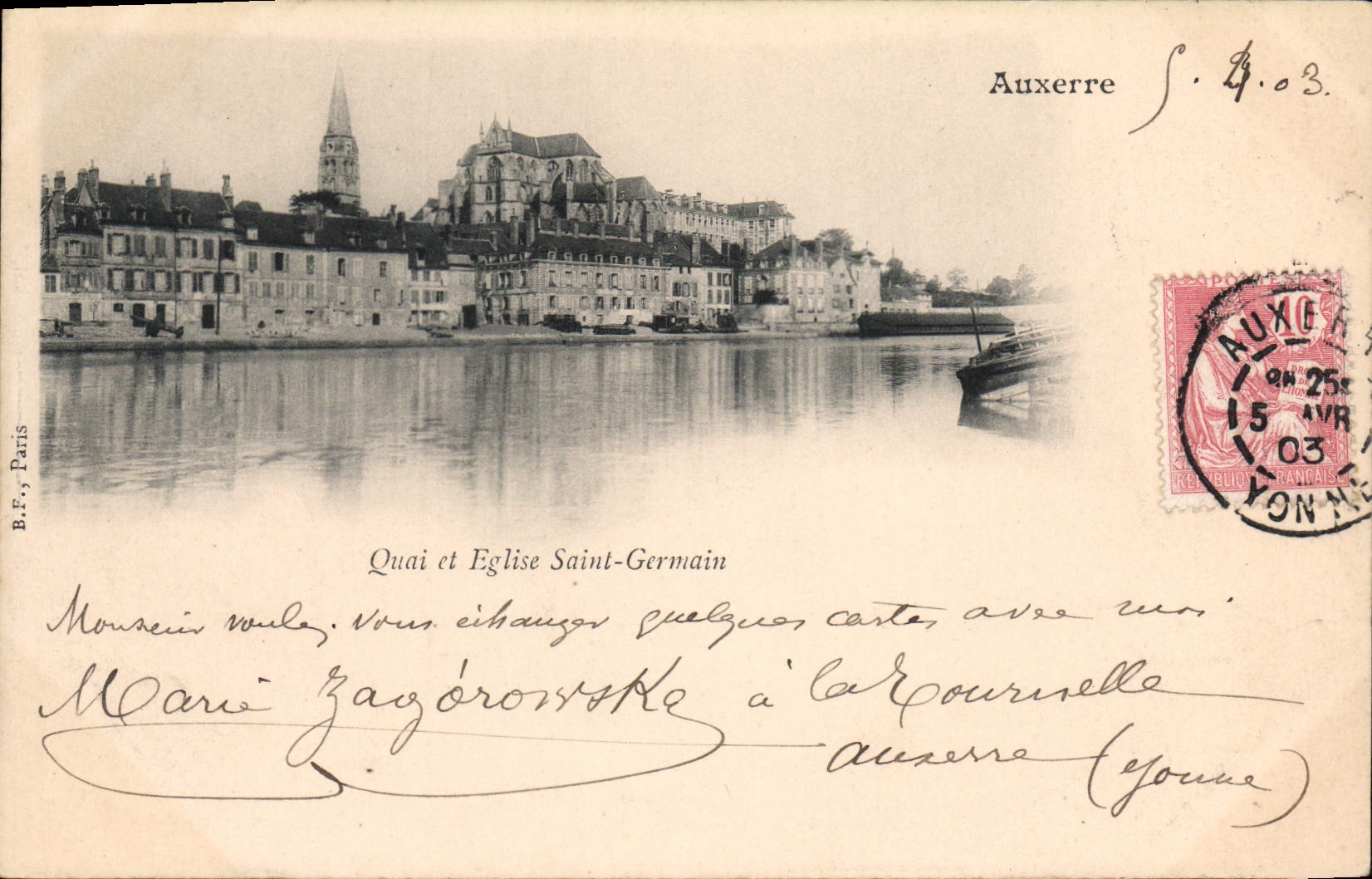 CPA Auxerre Quai et Eglise Saint Germain