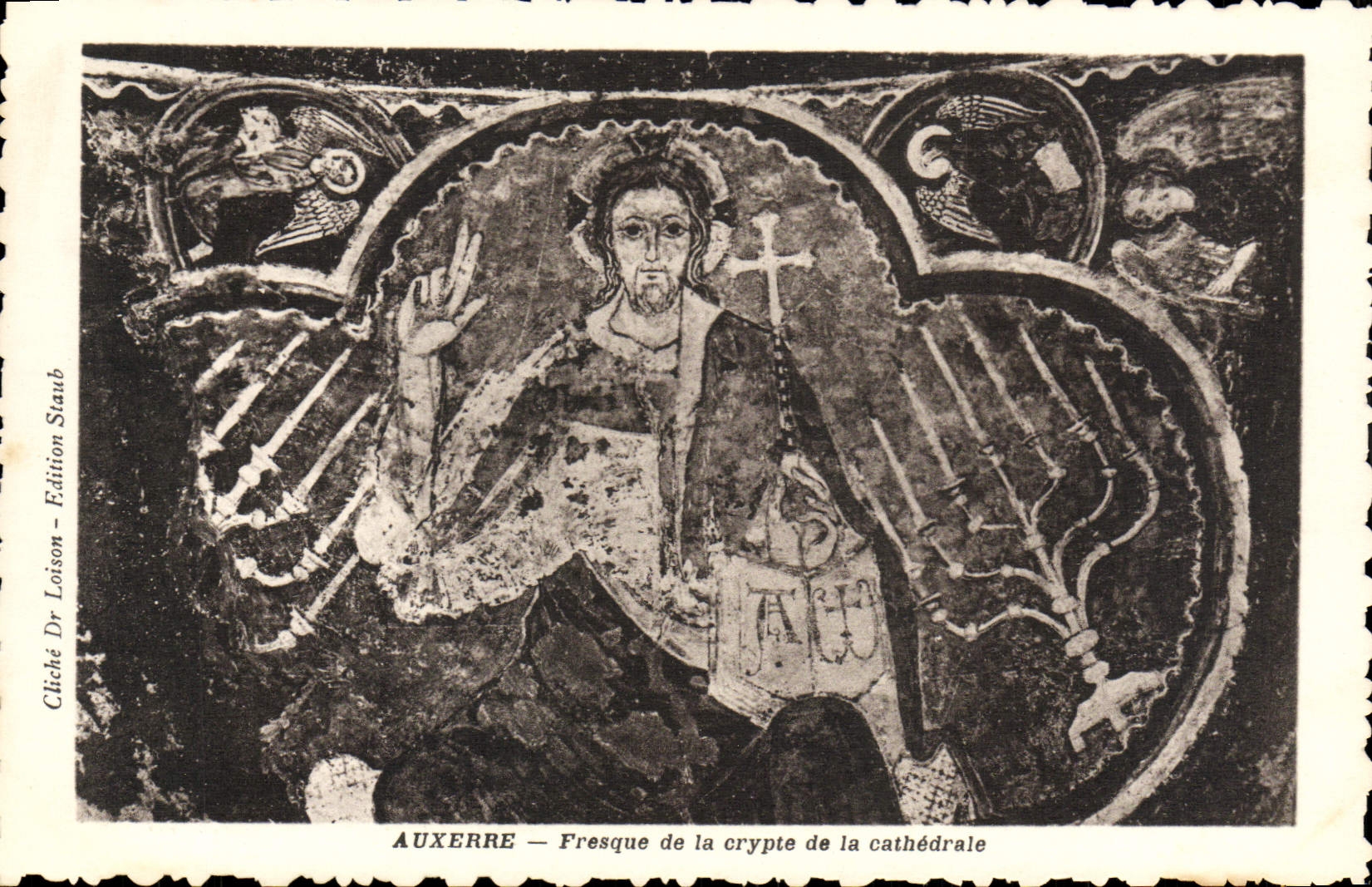 VINTAGE POSTCARD Auxerre Fresco of the Crypt of the Cathedral