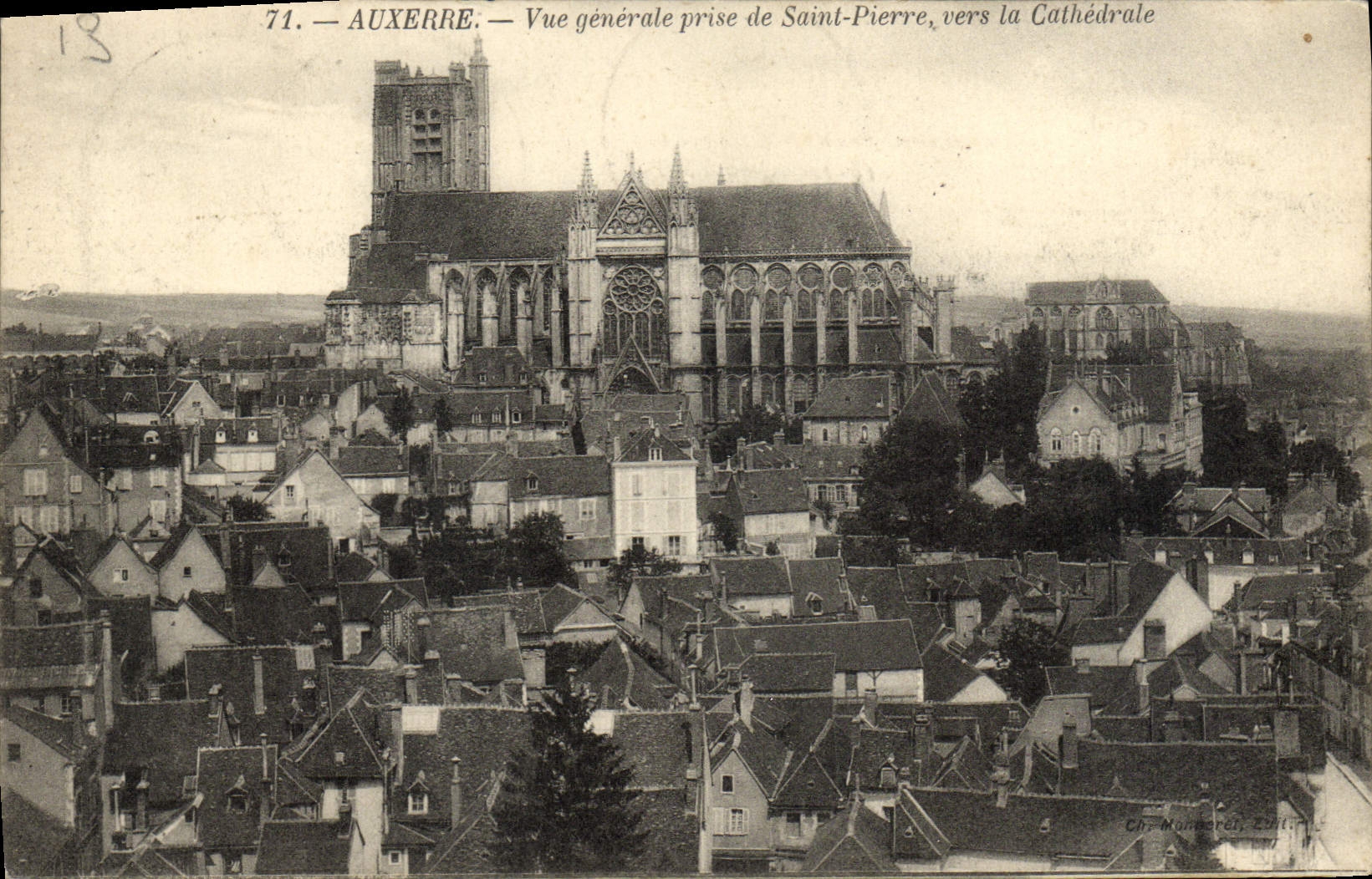 VINTAGE POSTCARD Auxerre View Taken of Saint Pierre Towards the Cathedral