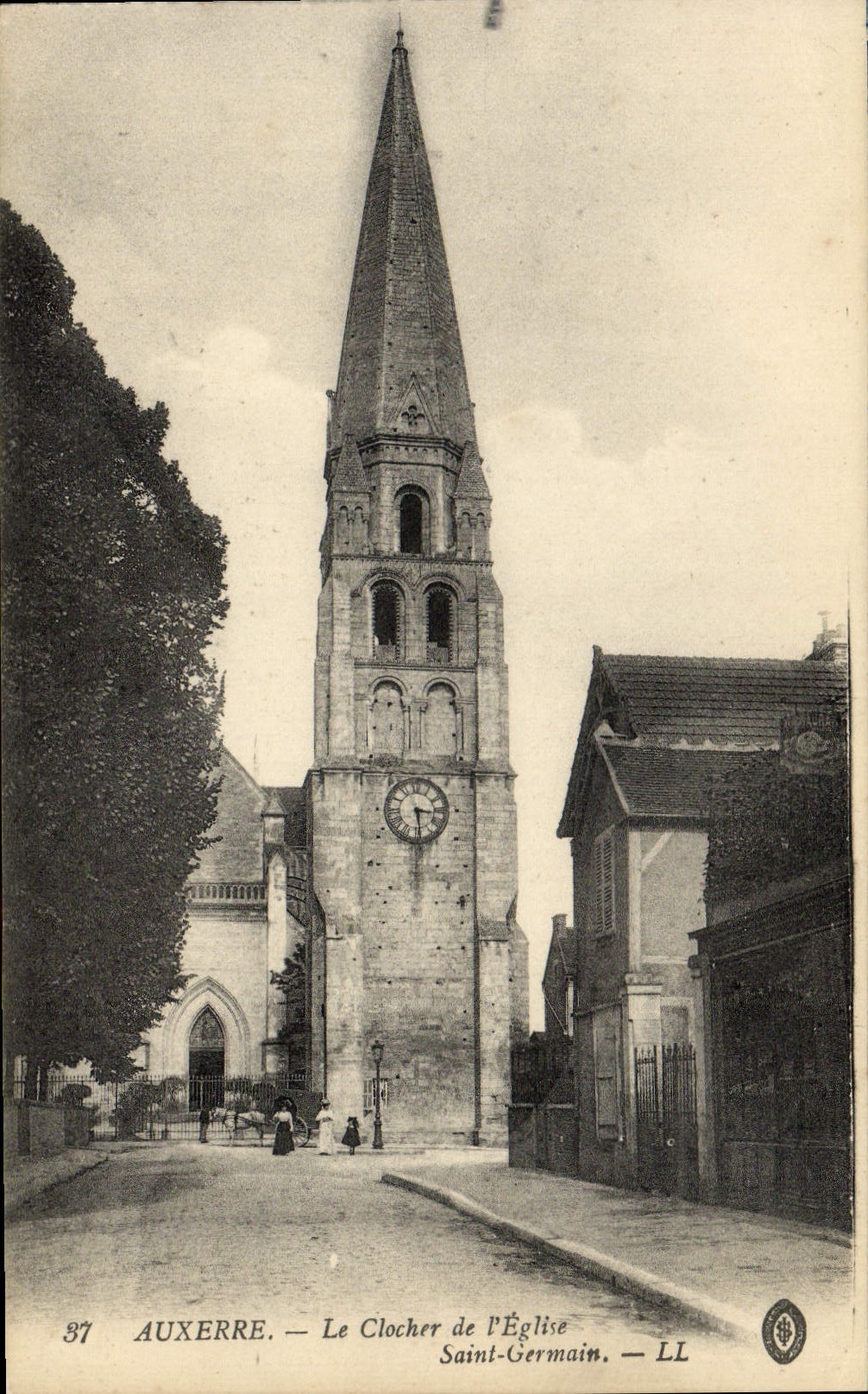 VINTAGE POSTCARD Auxerre the Bell-tower of the Church Saint Germain