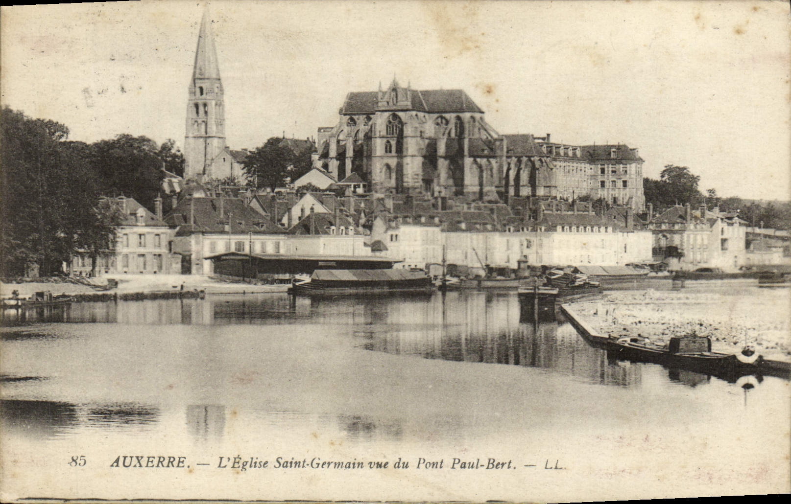 VINTAGE POSTCARD Auxerre the Church Saint Germain Seen of the Bridge Paul Bert