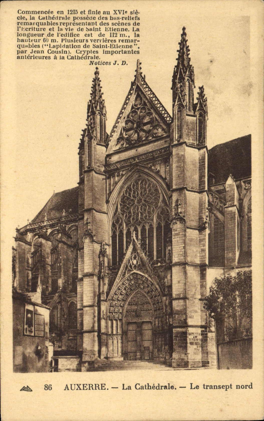 VINTAGE POSTCARD Auxerre the Cathedral the northern Transept