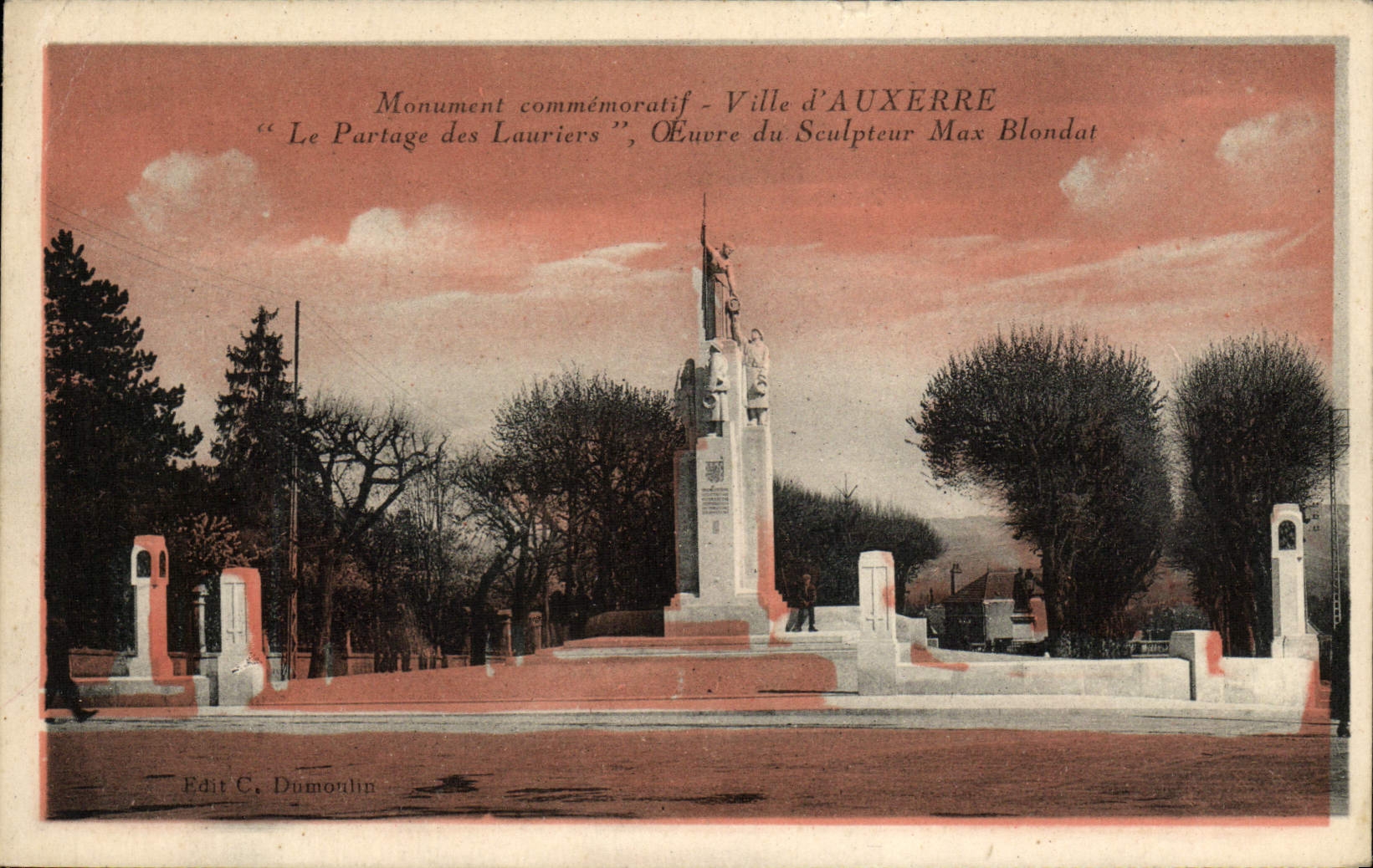 VINTAGE POSTCARD Auxerre the Division of the Bay-trees max Blondat