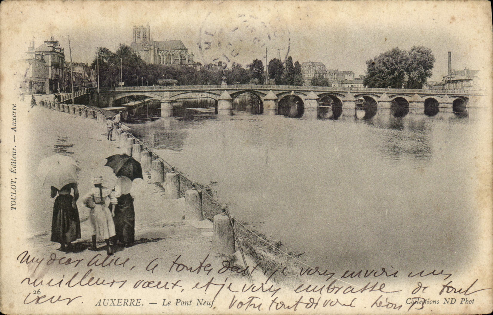 VINTAGE POSTCARD Auxerre the New Bridge