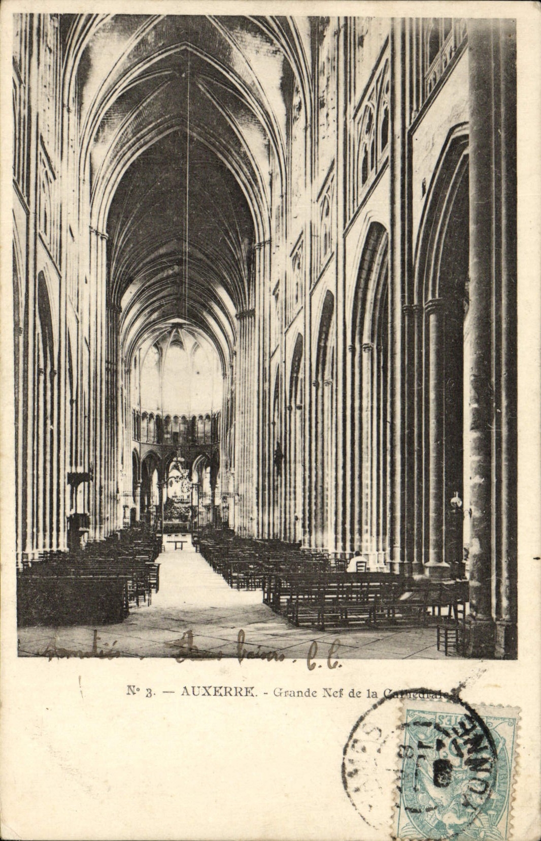 VINTAGE POSTCARD Auxerre Great Nave Of the Cathedral