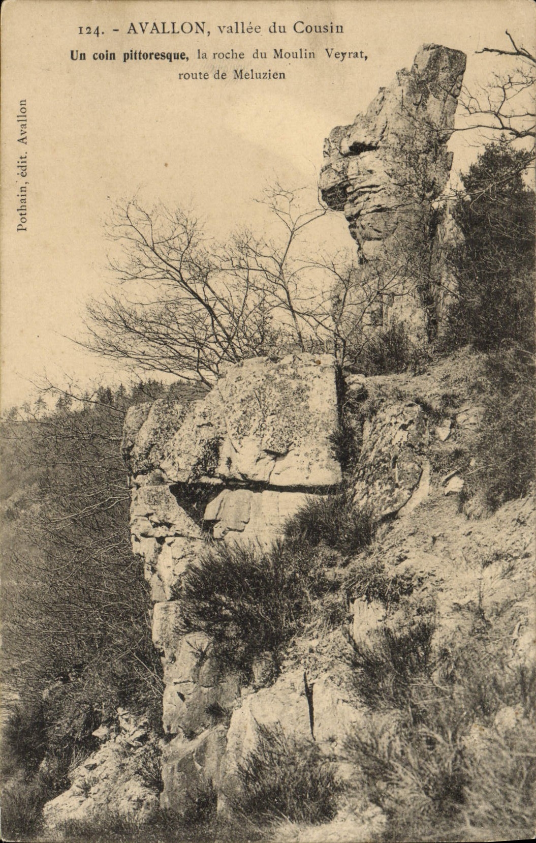 Valle de Avallon de la POSTAL de la VENDIMIA del primo una esquina pintoresca la roca del camino de Veyrat del molino de Meluzien