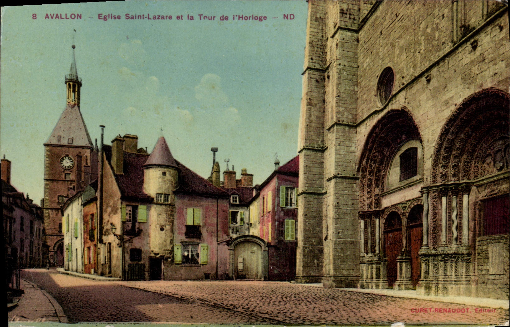 CPA Avallon Eglise Saint Lazare Et La Tour De l'Horloge